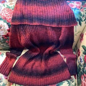 C.B. Est. 1962 Burgundy & Black Ombre Off-Shoulder Knit Tunic Sweater - S